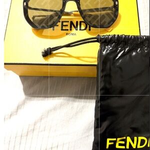 AUTHENTIC Fendi Black and Gold Sunglasses with Pouch